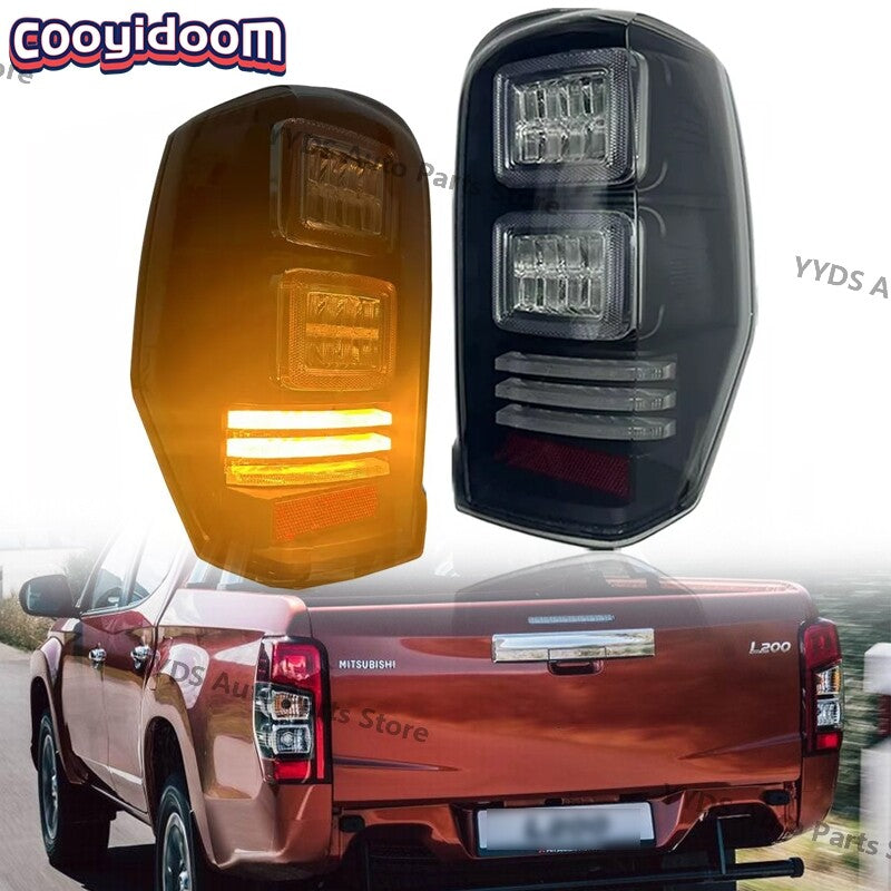 1 Pair Black Trim LED Tail Light Lamp for Mitsubishi L200 Triton 2019-2024