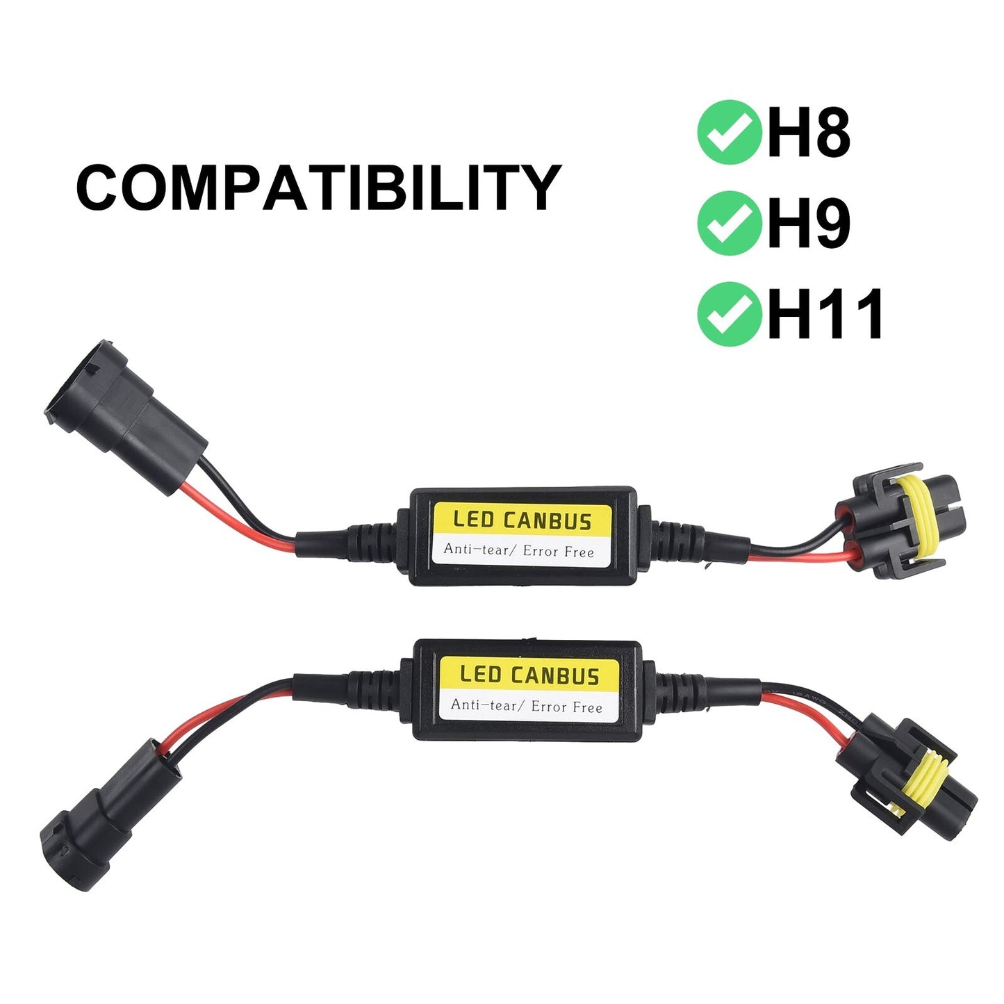 2X LED H11 Headlight Canbus Error Anti Flicker Resistor Canceller Decoder
