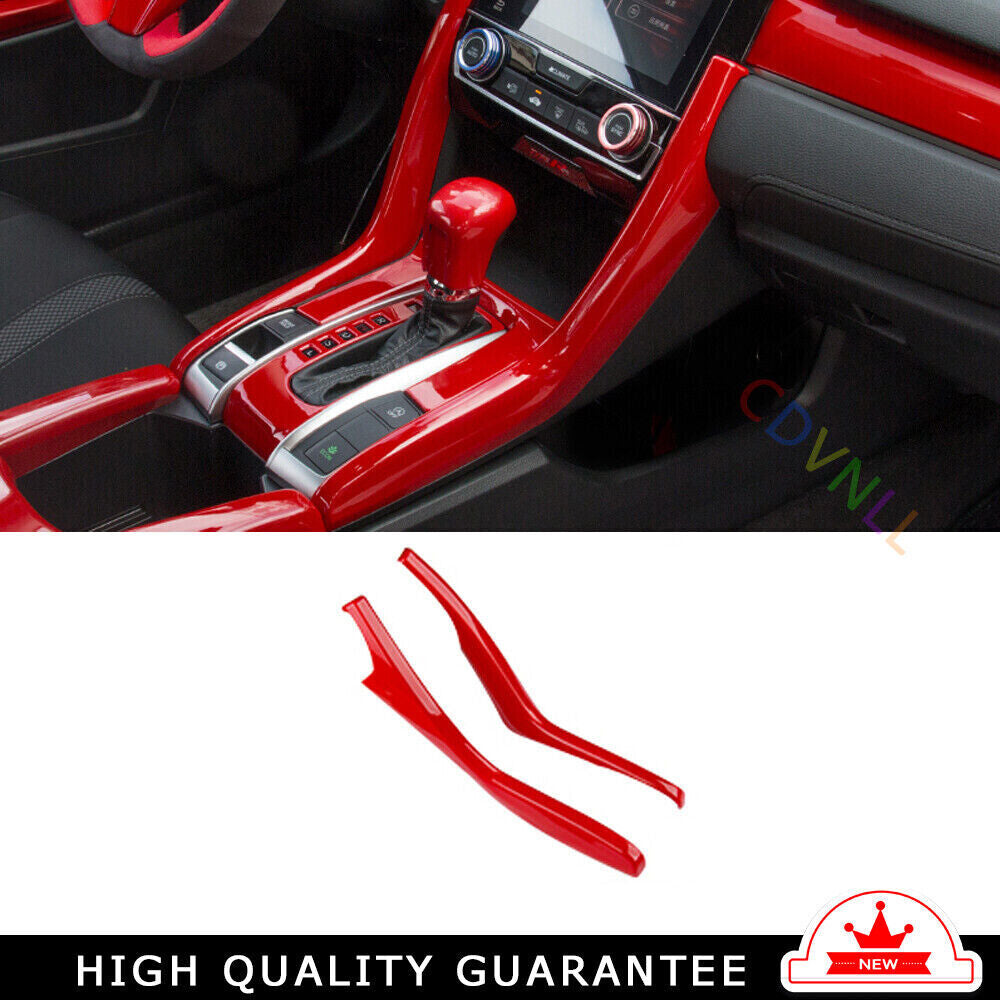 Gear Shift Both Side Cover Trim 2PCS FitFor for Honda for Civic 10th 2016-21 Bright Red