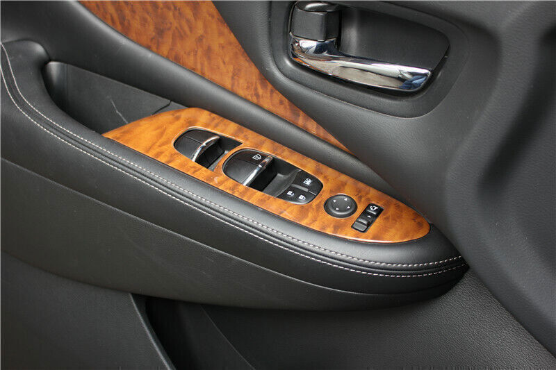 4X Glass Window Lifting Lock Panel Trim for Nissan Murano 15-24 Peach Wood Grain