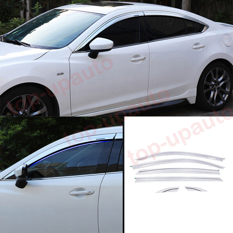 for Mazda 6 2014-2021 silver Window Wind Visors Sun Rain Guard Vent Deflectors
