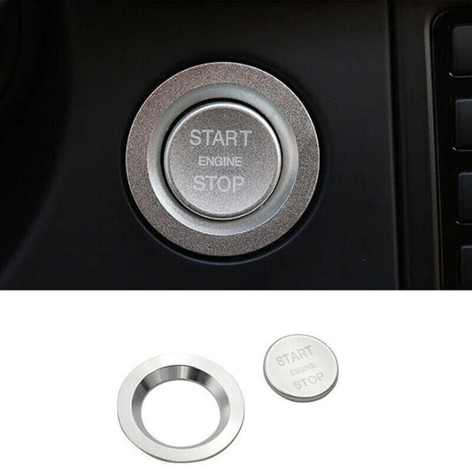for Jaguar XJ 2010-2019 Silver Aluminum Start Button Ignition Switch Cover Trim