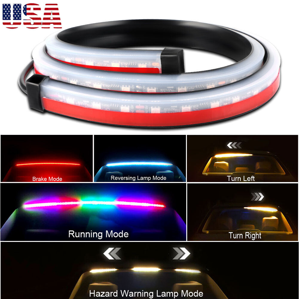 LED 3rd Third Brake Light Strip Bar Rear Windshield Tail Turn Signal Sequential