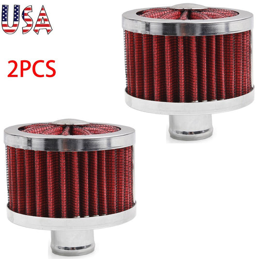 2PCS RED Extra Flow 1 to 1-1/4 Push In Valve Cover Baffle Breather Vent Filter Q