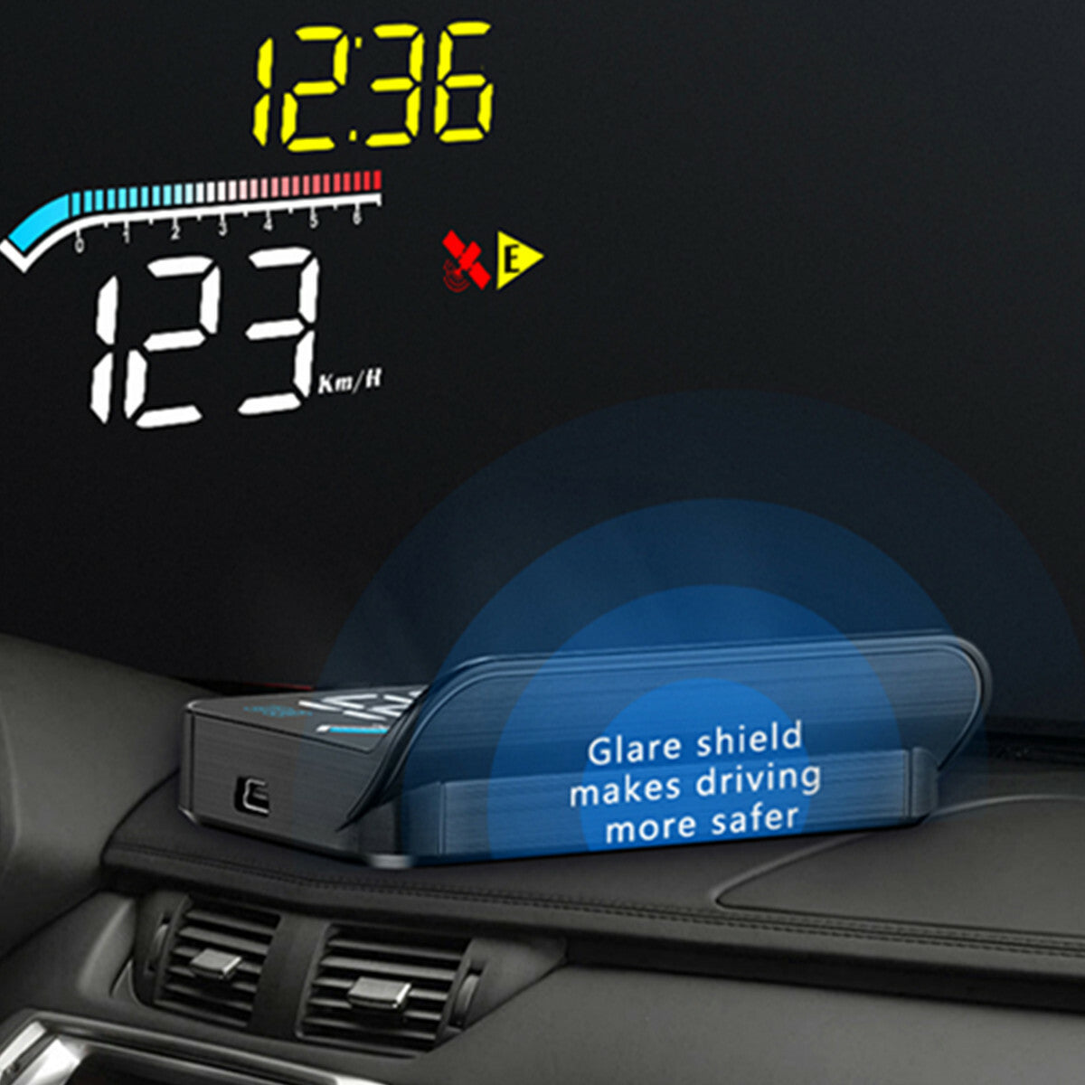 Car HUD Head Up Display OBD2 GPS Speedometer Warning System Dashboard Projector