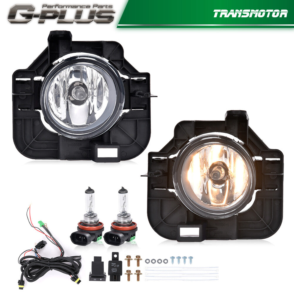 Fits 07-12 for Altima Clear Fog Light Lamp + Frame + Wire and Switch Kit - v