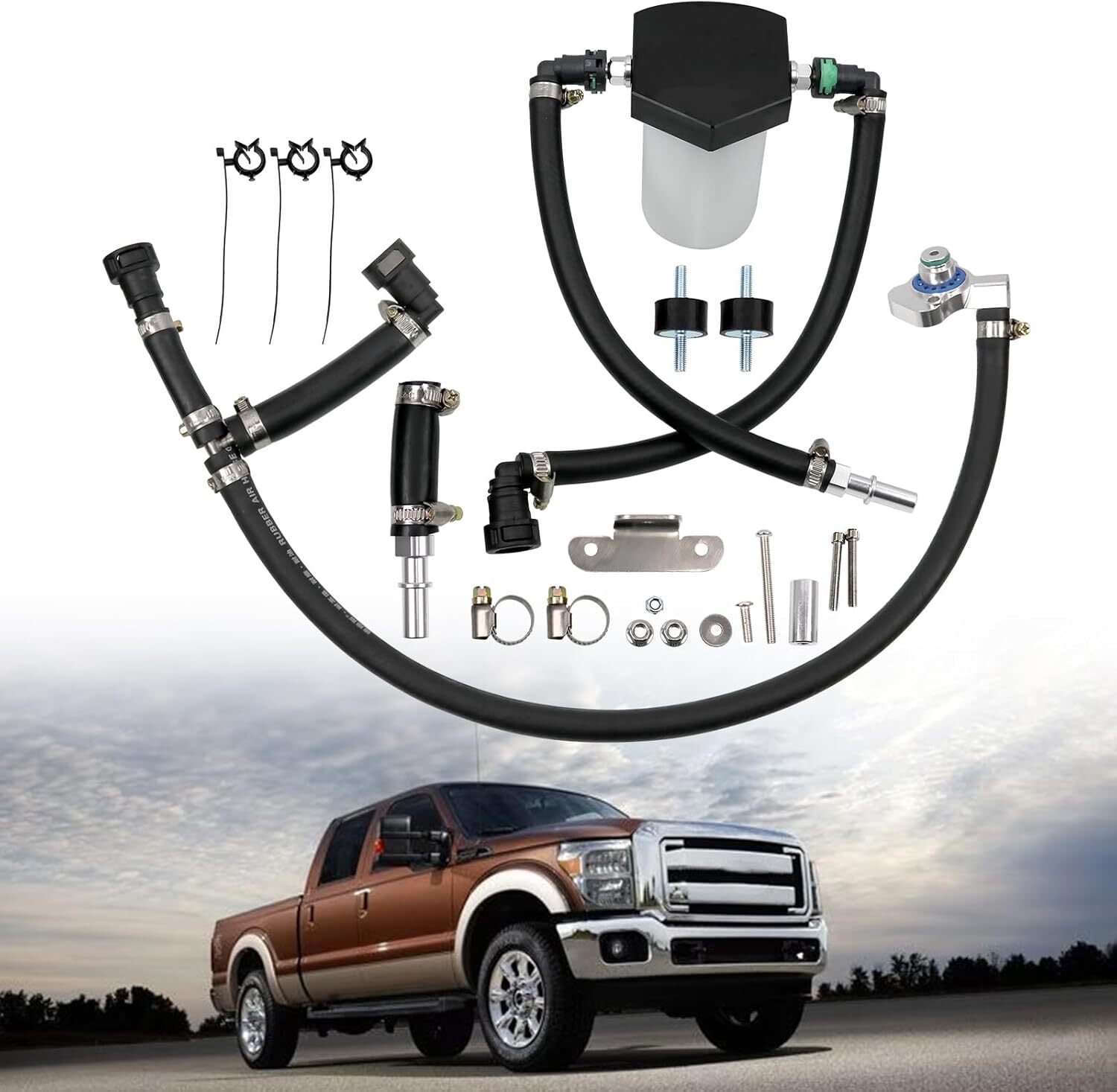 The CP4 disaster preparedness kit is suitable for Ford F250, F350, F450, 550, and 6.7L diesel engines.
