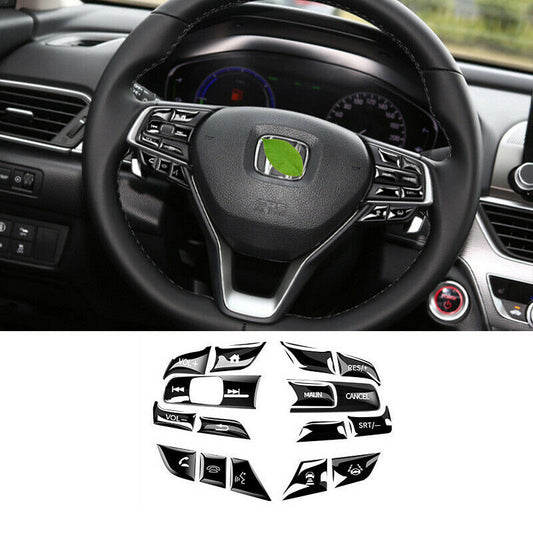 16p for Honda Accord 10Th 2018-2022 Black Inner Steering Wheel Button Cover Trim