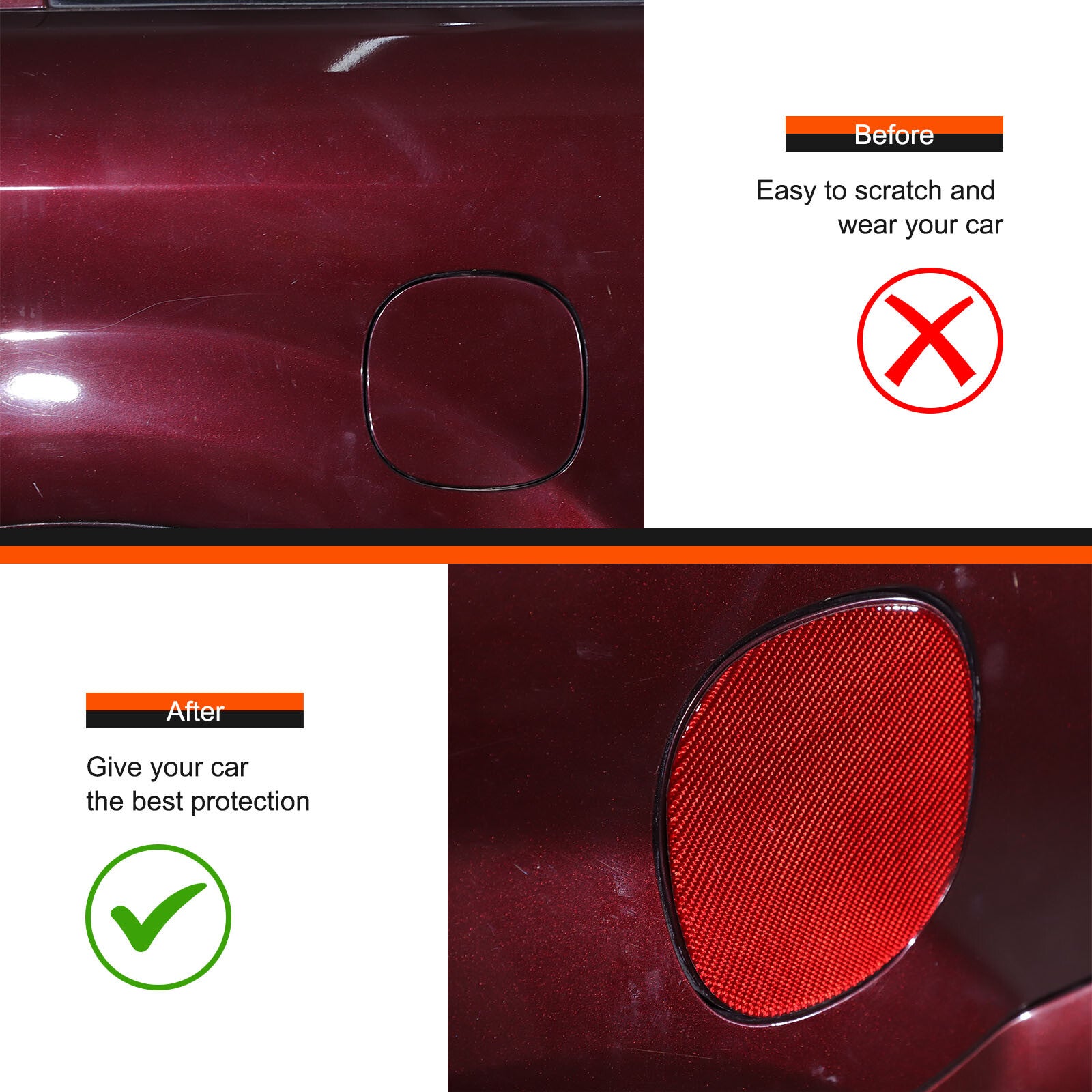 Car fuel tank cap panel decorative sticker for Honda Pilot 2003-2008, red carbon fiber. n