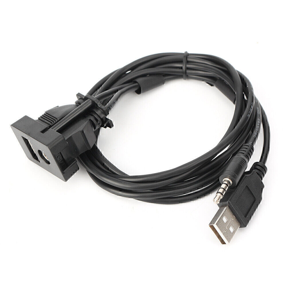 3.5mm USB AUX Headphone Male Jack Flush Mount Mounting Adapter Auto Universal Q