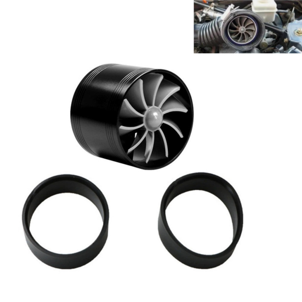 Black Air Intake Turbonator Single Fan Gas Fuel Saver Turbo Supercharger Trim