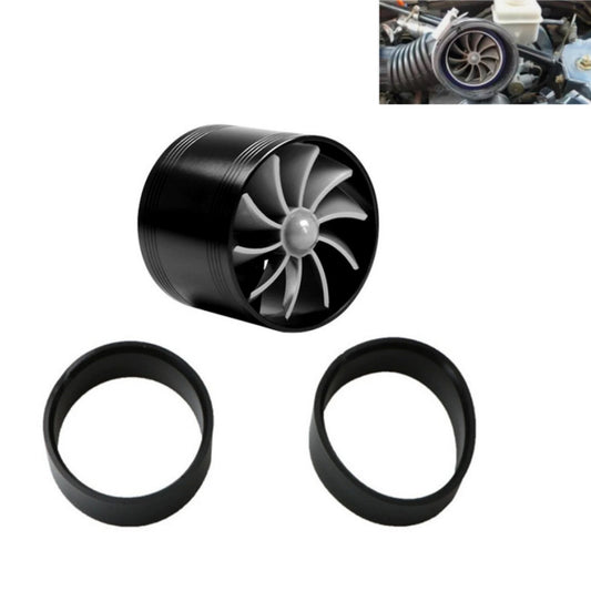Black Air Intake Turbonator Single Fan Gas Fuel Saver Turbo Supercharger Trim