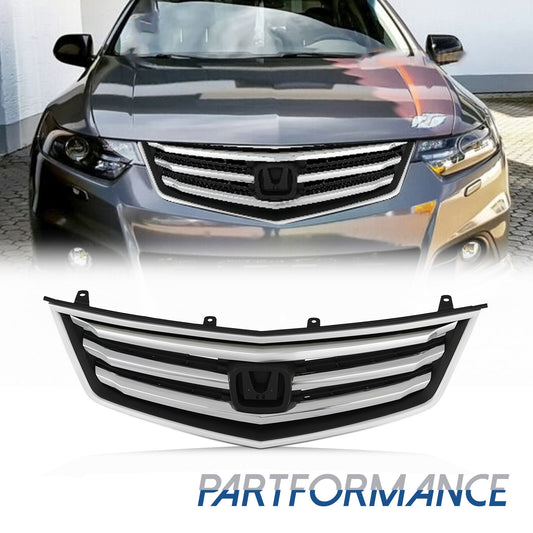 Bumper Grille Front Upper Polished for CHRome Style for 2009 2010 for Honda for Acura TSX- v