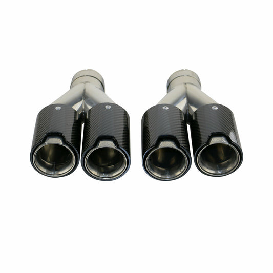 Pair 2.5'' ID 79mm OD Carbon Fiber Exhaust Tip Dual End Tips for BMW Y Style M