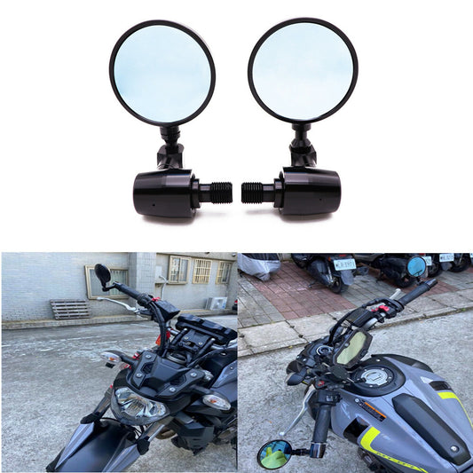 Black Handlebar end Side Mirror W/ 16mm Bolt-on for Yamaha XJ6 MT-09 MT-07 MT-03 Q