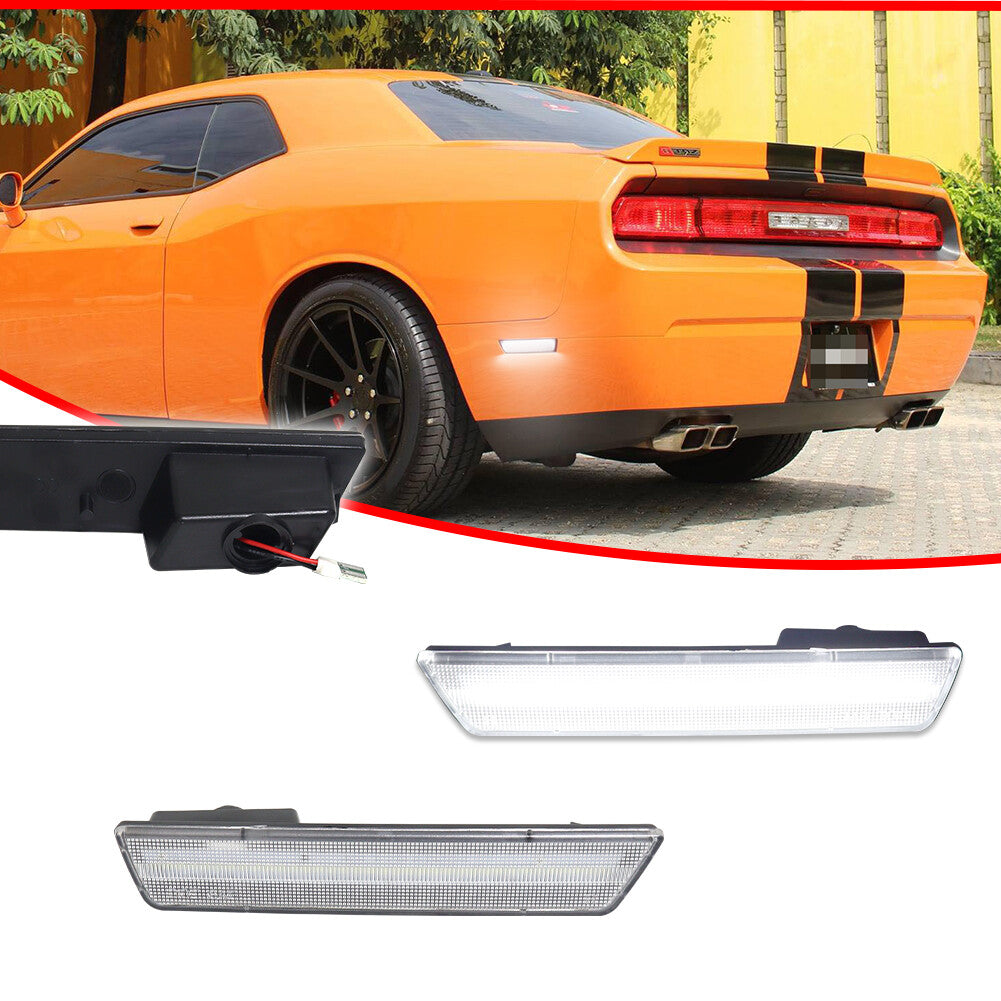 Frosted Clear Lens White Rear Side Marker Lights for 2008 - 2014 for Dodge for Challenger - v