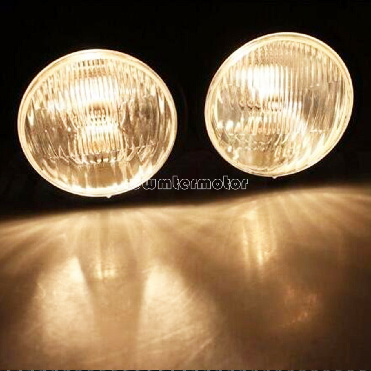 Black Twin Headlight Motorcycle Double Dual Lamp Street Fighter Universal Racer Q