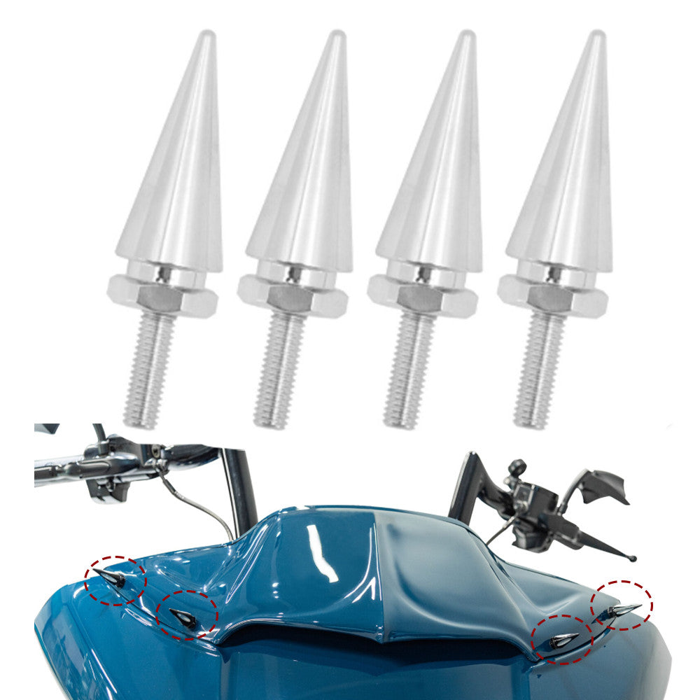 4-Piece Set of Chrome-Plated Windshield Nail Bolts for Harley Touring Road Glide FLTR 2015-Up- n