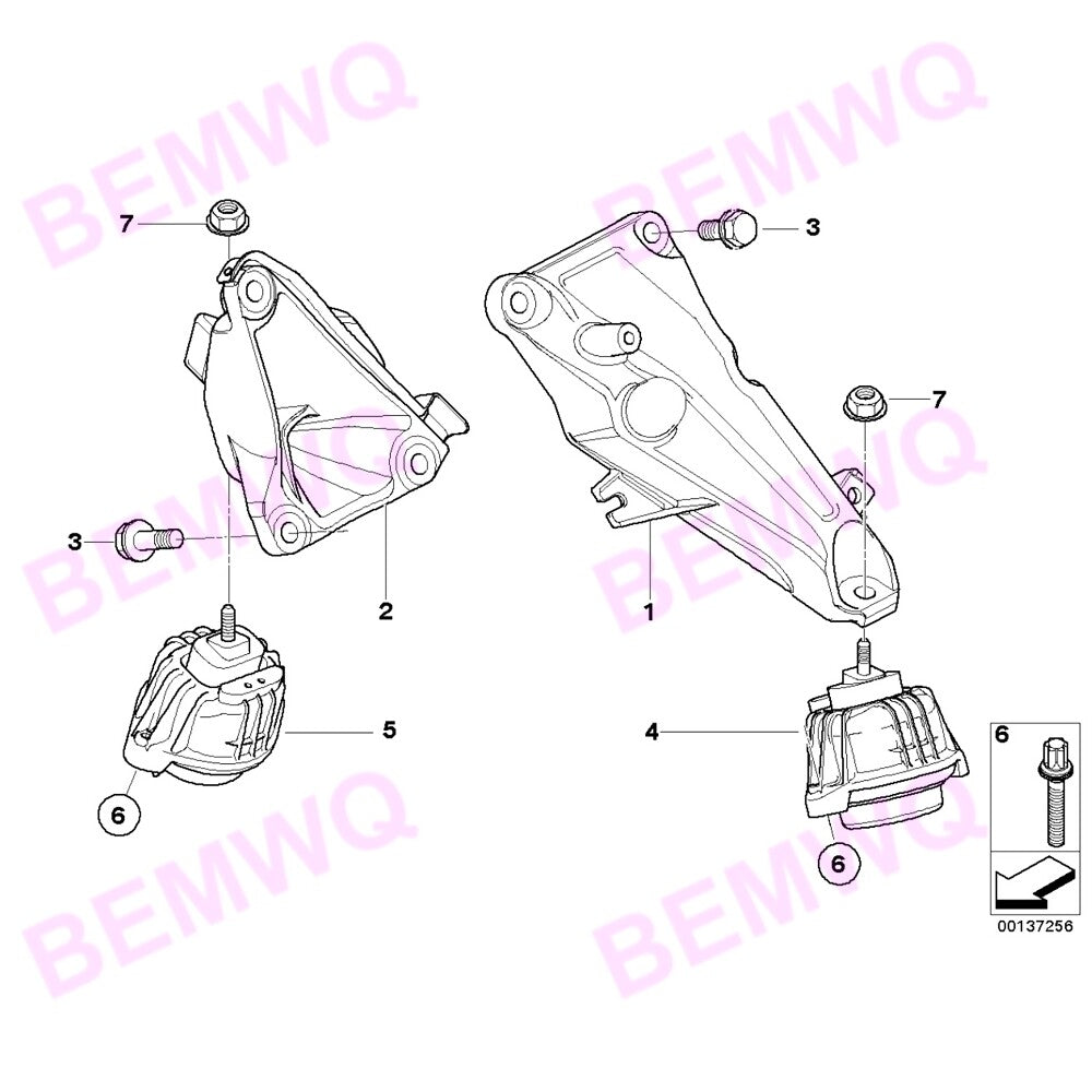 2-piece engine mount set (left and right) suitable for 2013-2015 E90, E84, X1, and 2012-2016 Z4 2.0L. n
