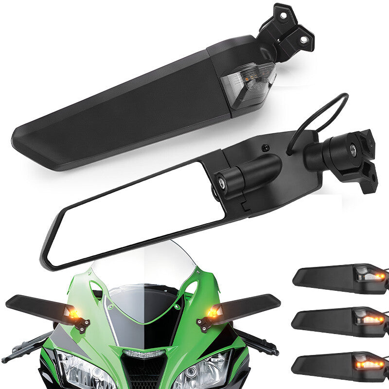Wind Swivel Wing Rear View Side Mirrors w/Light for Suzuki GSXR600 750 2008-2011