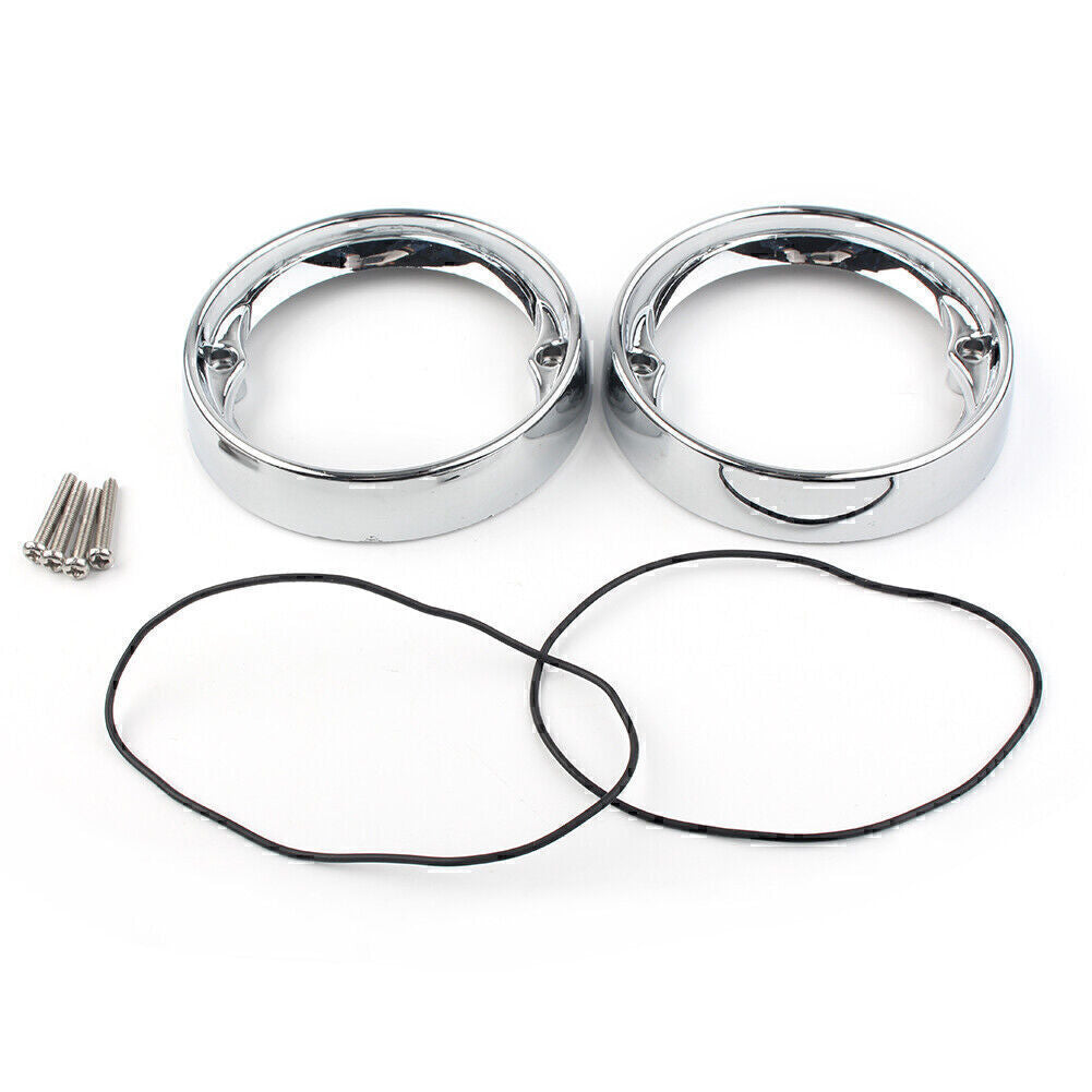 Deep Dish Turn Signal Bezels Fit for Harley Road King Glide FLHR FLH/T FLTR Chrome Q