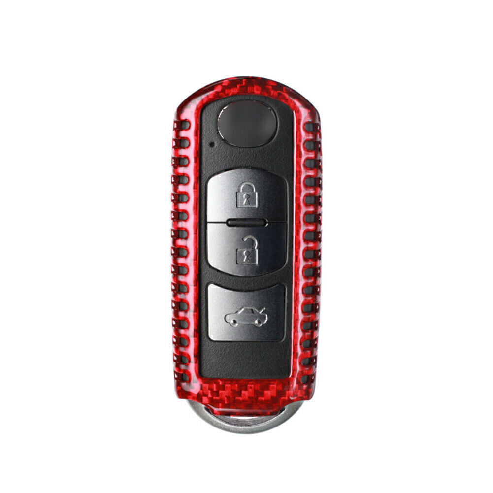 Carbon Fiber Red Remote Key Shell Cover Case for Mazda 2 3 5 6 CX-3 CX-5 CX-9 Q
