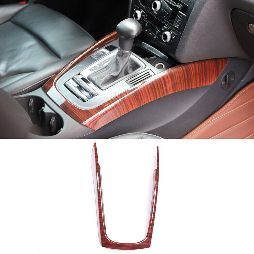 for Audi Q5 2009-2017 Red Wood Grain Inner Central Console Gear Shift Frame Trim