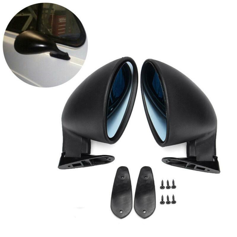 A classic pair of universal car door side mirrors and matte black washers - n