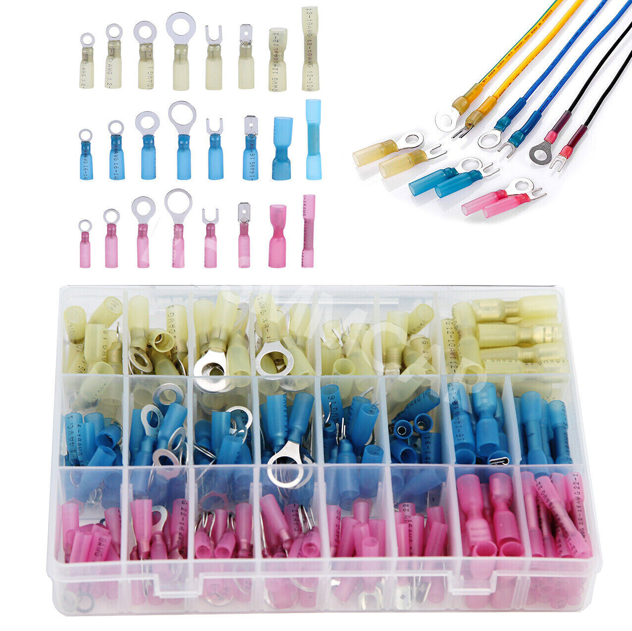 250x Assortment Heat Shrink Wire Connectors Electrical Ring Spade Crimp Termina
