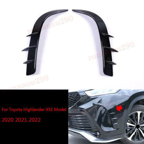 for Toyota Highlander XSE 2020-2023 Black ABS Front Bumper Molding Strip Trim 2x