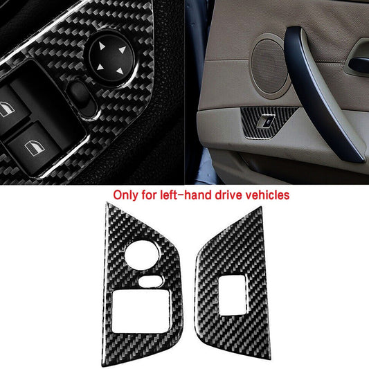 2x Carbon Fiber Car Door Window Lift Switch Cover Trim for BMW Z4 E85 2003-2008