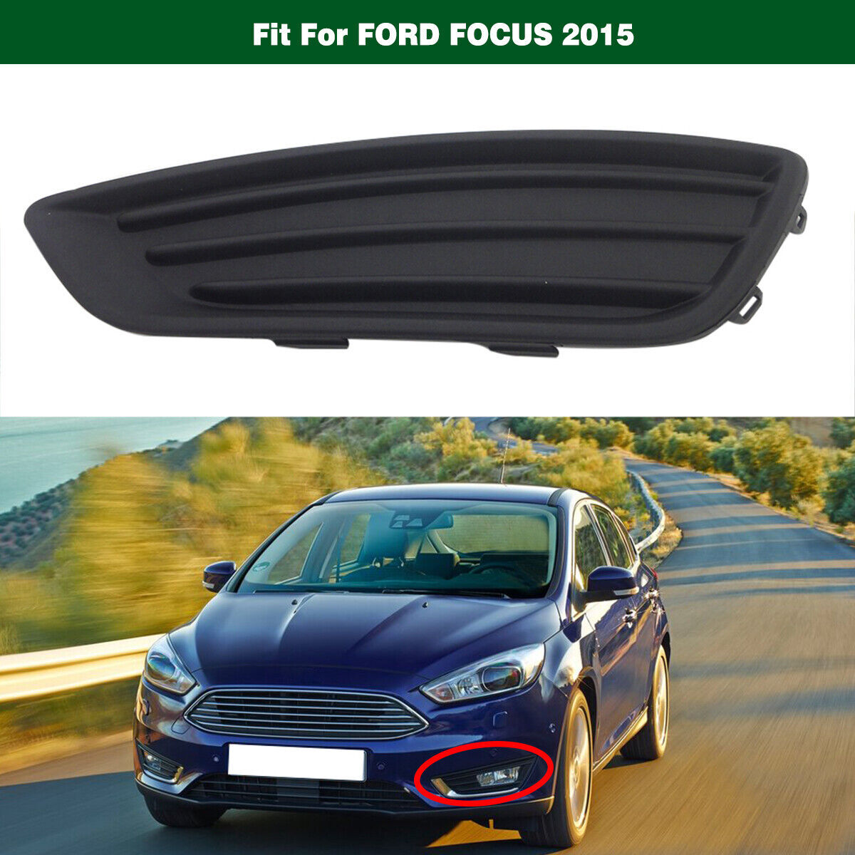 Skin Line Fog Lamp Light Grille Cover left driver side for Ford Focus 2015 2016