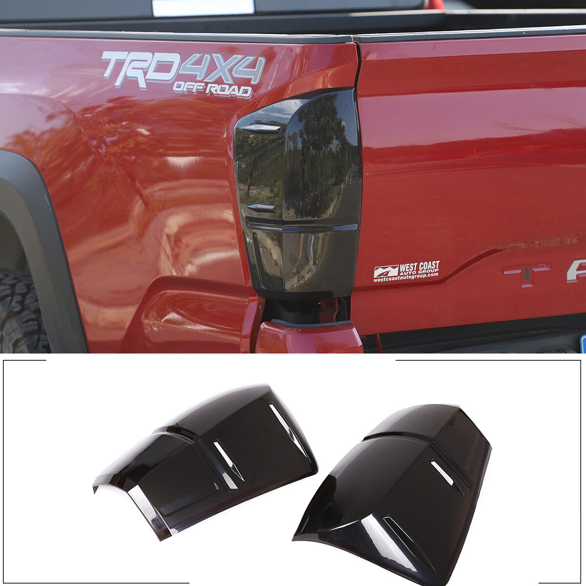 Suitable for Tacoma 2016-2022, black ABS taillight trim cover (2 pieces) n