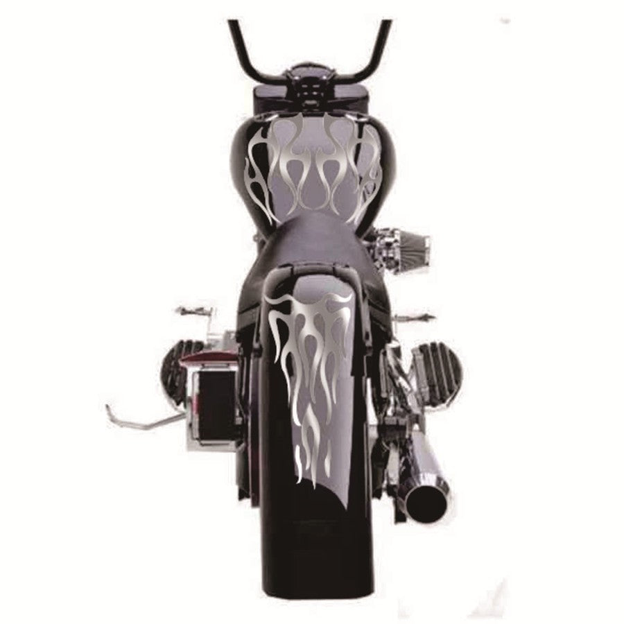 1 Set Universal Motorcycle Motorbike Flame Gas Tank Fender Vinyl Silver Sticker Q