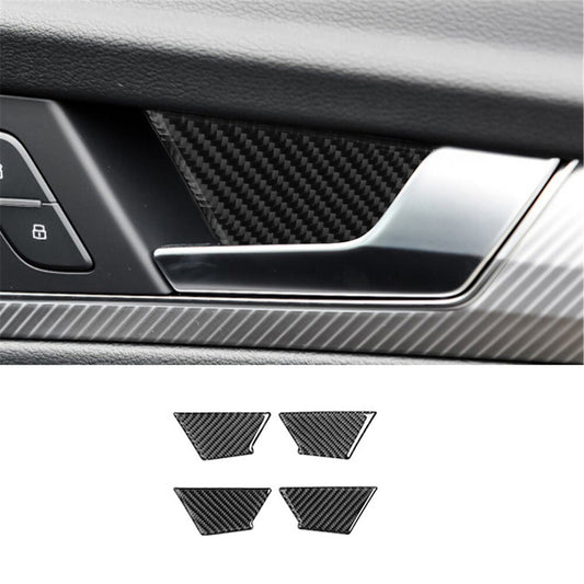 4Pcs for Audi Q5 2018-2021 Carbon Fiber Interior Door Handle Bowl Cover Trim