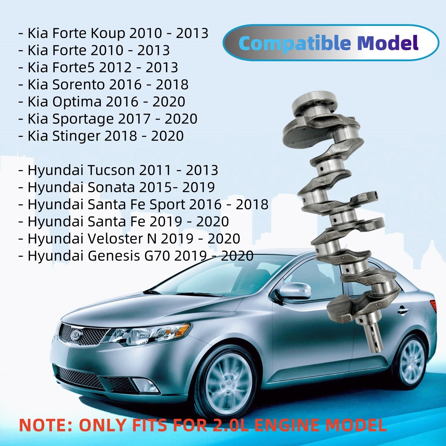 Crankshaft 23111-2G010 for Hyundai for Tucson Sonata for KIA Forte Optima G4KD 2L Turbo