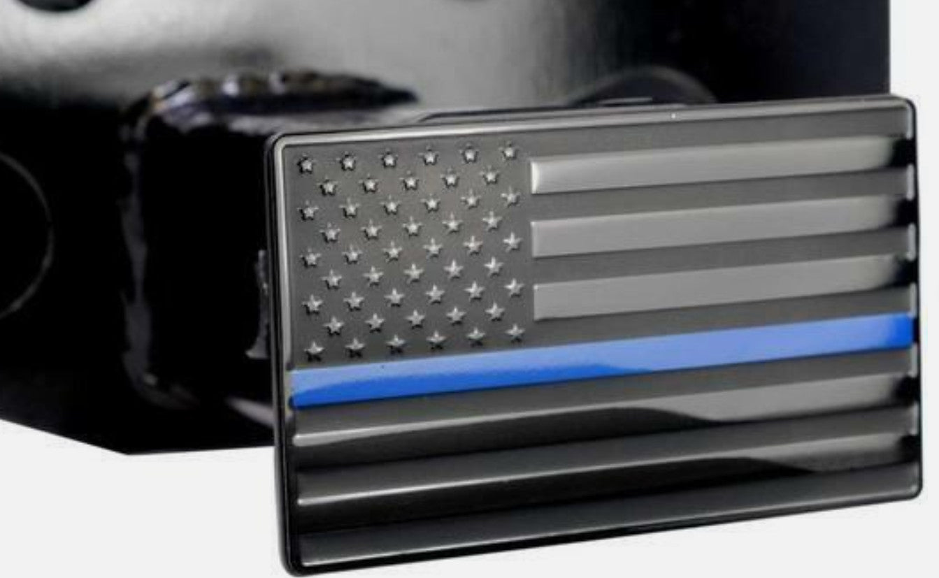 Car mount plug cap trailer tow receiver 2.5 inch American flag black and blue for BMW