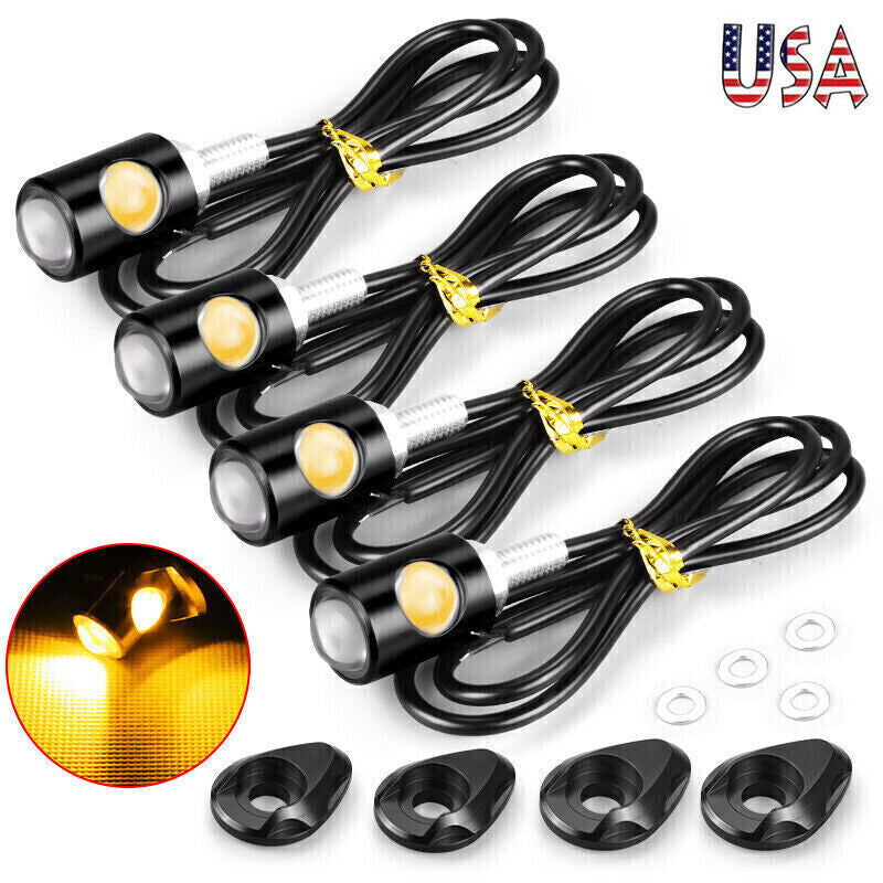 4X Motorcycle LED License Plate Turn Signal Indicator Amber Blinker Light Black