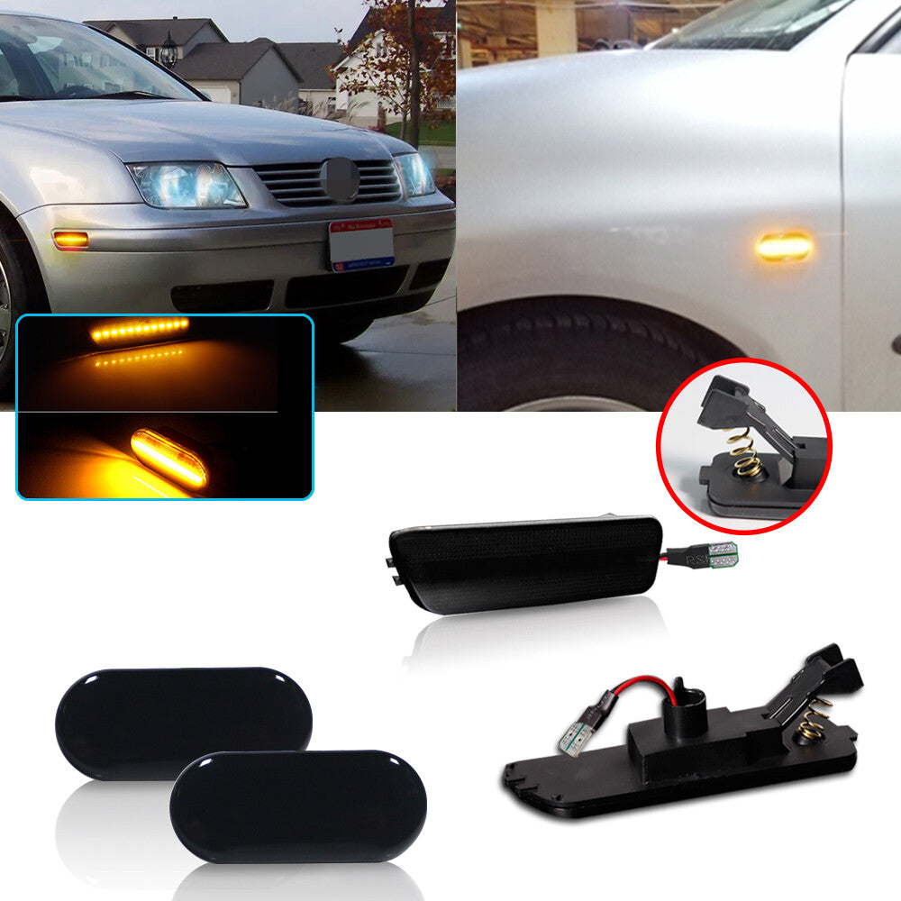 4pcs Amber LED Smoke Front Bumper Side Marker Lights Set for for VW MK4 for Golf GTI for Jetta - v