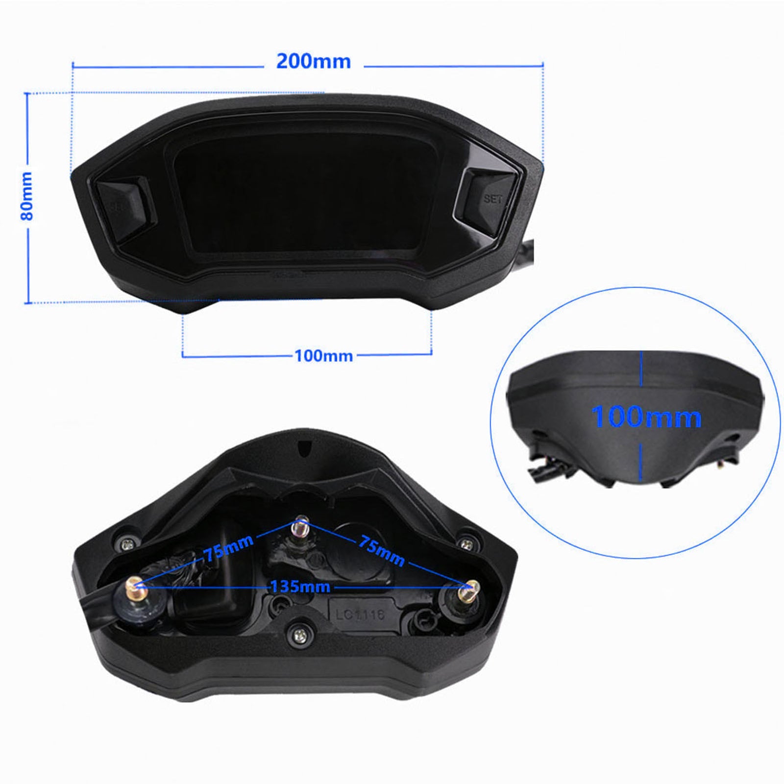 Motorcycle Speedometer Universal LCD Digital Gauge Fuel Level S2M3 Q
