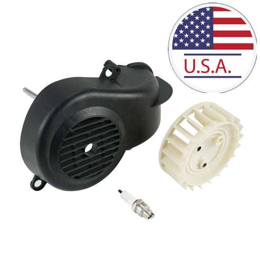 Set ATV UTV Air Shroud Cooling Fan Assembly for Polaris E-Ton Dinli 90 2 Stroke Q
