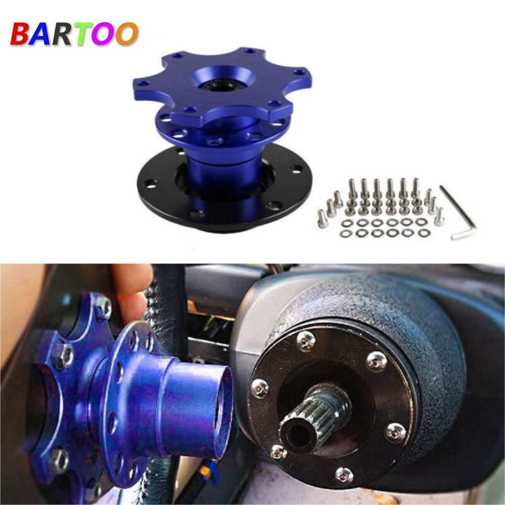 Steering Wheel Quick Release Car Aluminum 6 Hole Snap off Hub Adapter Boss Kit