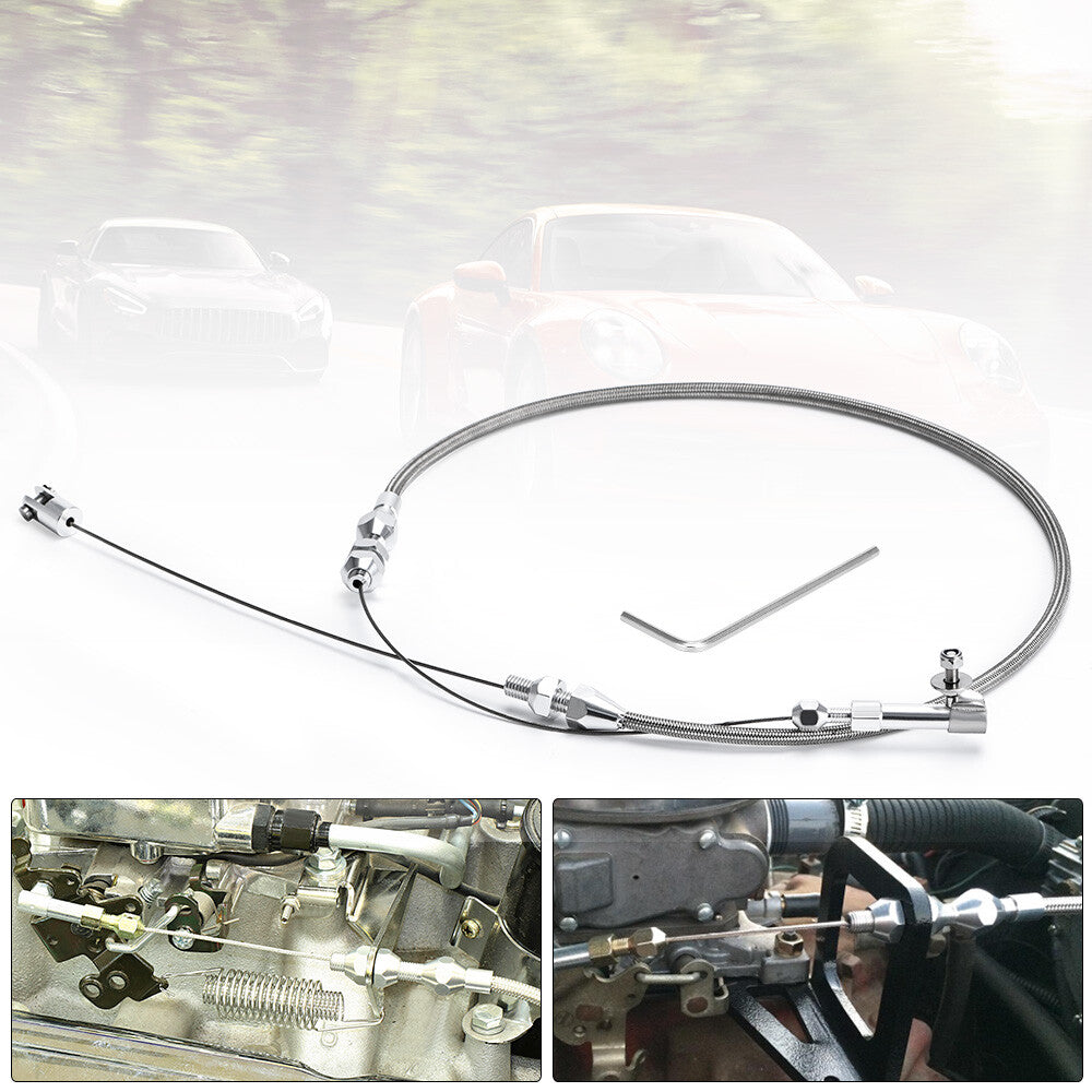 24 Throttle Cable Braided Stainless Steel Universal for Ford for Chevy for Mustang
