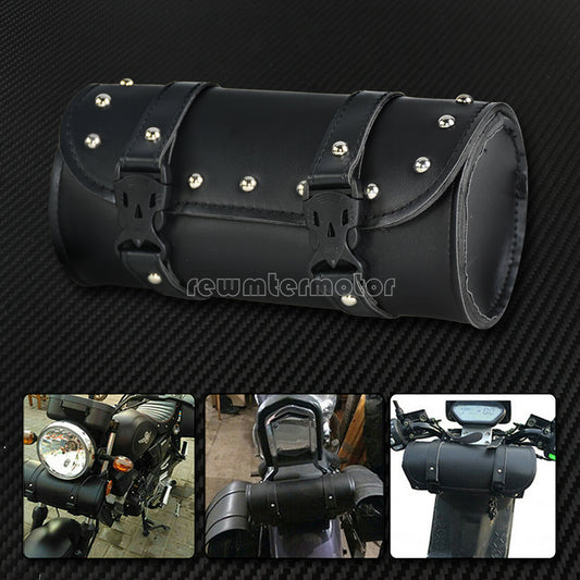 Motorcycle Handlebar Sissy Bar Bag Saddlebag Fork Roll Barrel Bag Fit for Harley Q
