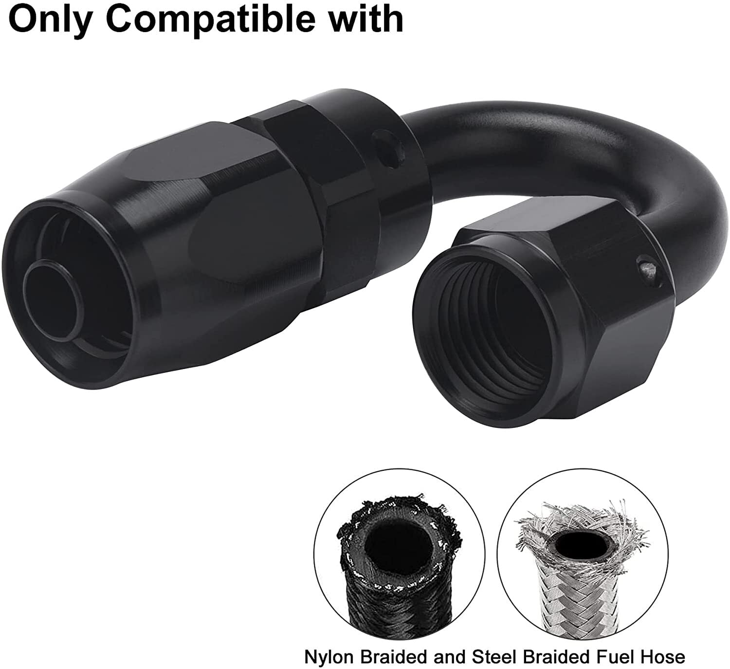 1pc/2pc AN6 6AN -6AN Aluminum 180 Degree Swivel Hose End Fitting Adapter Black Q