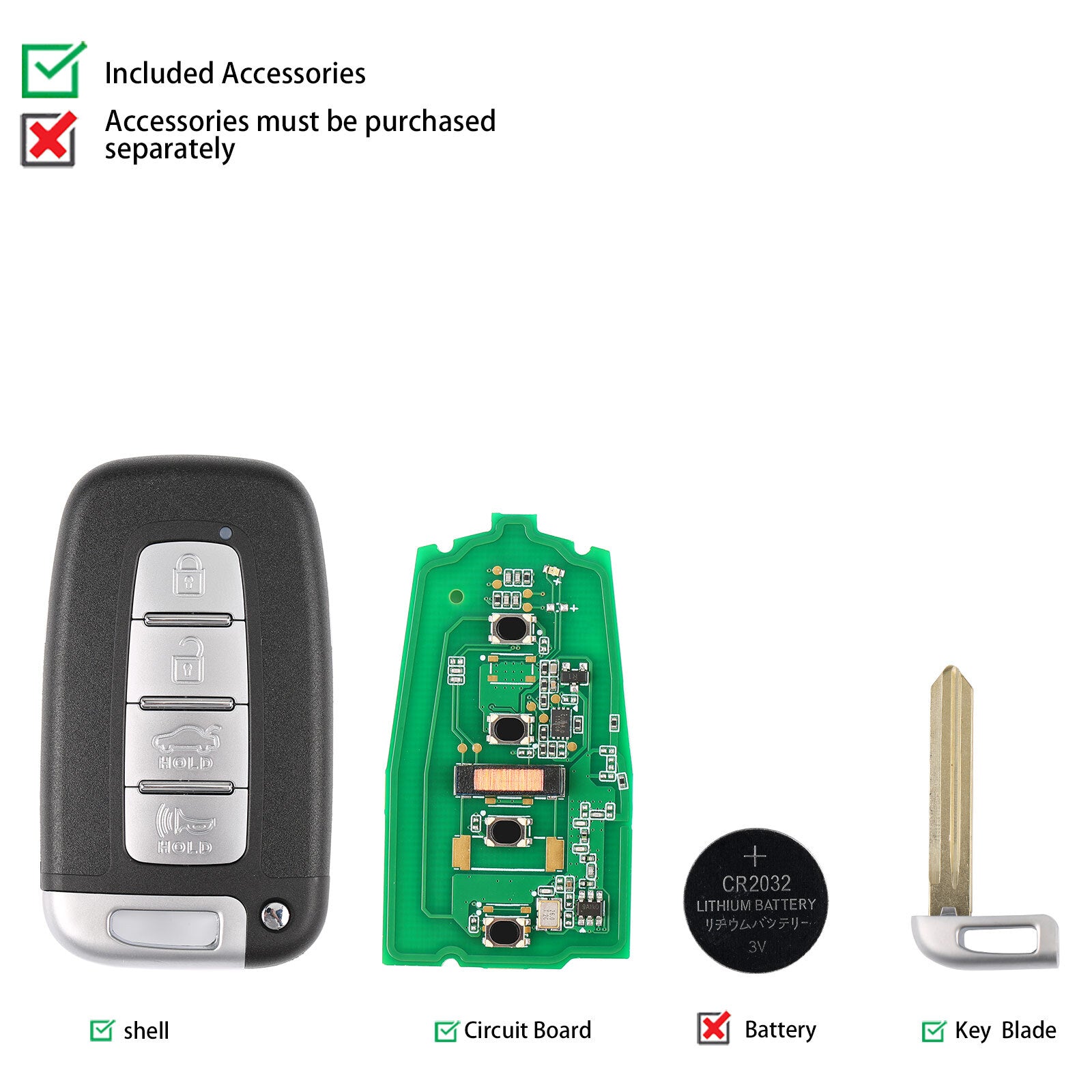 IKEYHY004AL for Smart KeyFit for Hyundai 4 Buttons Universal work for KM100