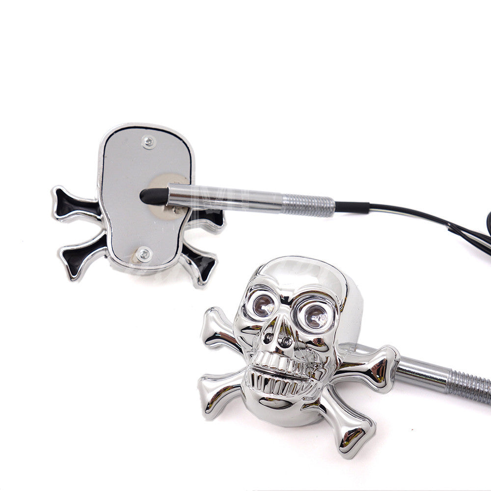 2X Chrome LED Skull Turn Signal Blinker Light for Harley Crusie Chopper Custom Q