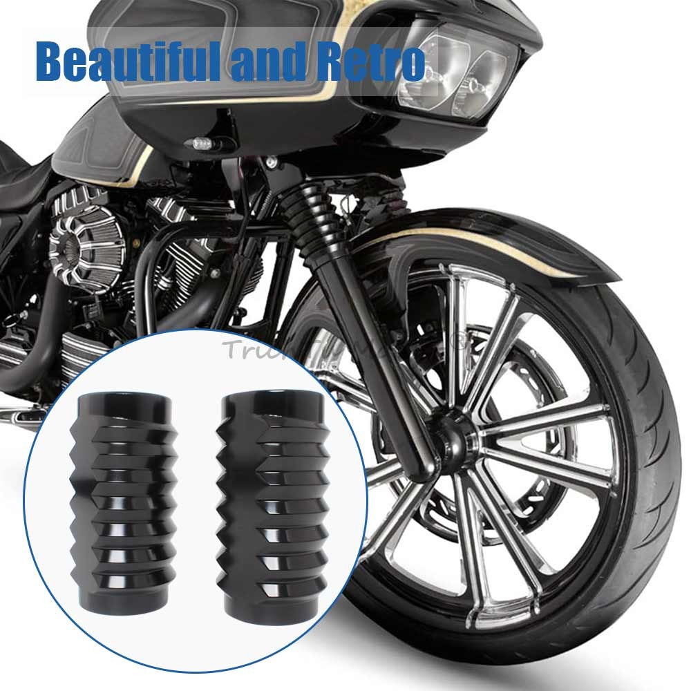 2x Metal Black Upper Fork Boot Slider Cover for Harley Heritage Softail Fat Boy Q