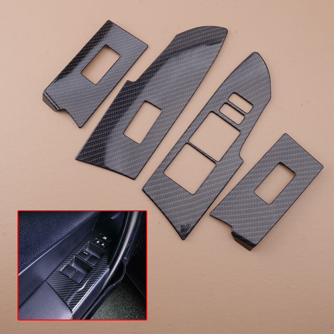Carbon Fiber Style Window Switch Panel Cover Fit for Corolla 2014-2018 v