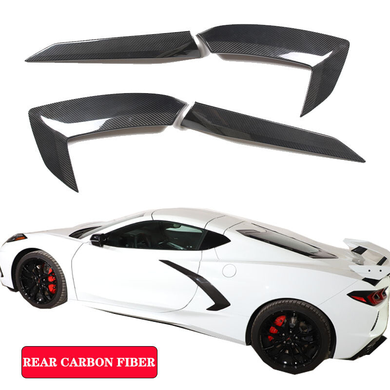 Pair of dry carbon fiber side fender ventilator trim covers for 20-inch for Corvette C8